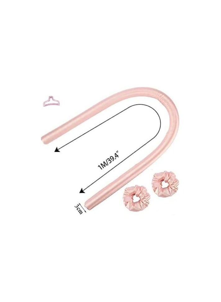 Kimaya Heatless Curling Rod Headband,Lazy Hair Curler,No Heat Silk Curlers,Soft Rubber Hair Rollers,Curling Ribbon and Rods for Natural Hair,Hair Waver Hair Curling Kit for Natural Waves (Pink) - Image 3