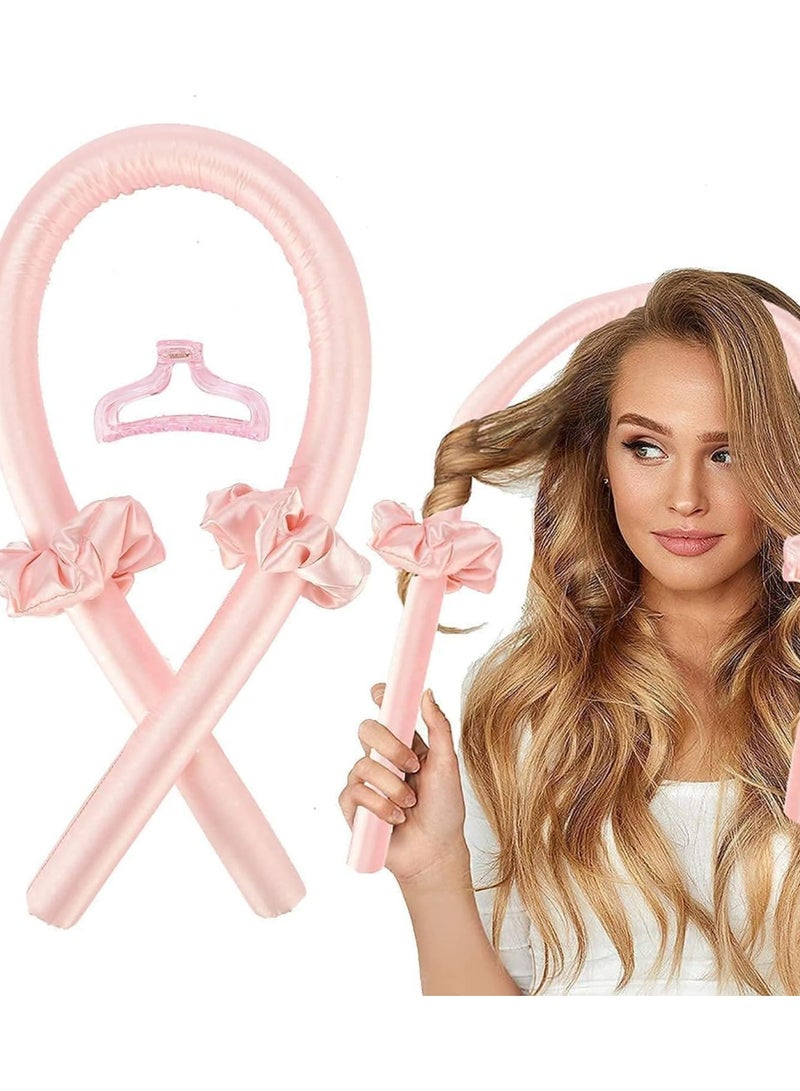 Kimaya Heatless Curling Rod Headband,Lazy Hair Curler,No Heat Silk Curlers,Soft Rubber Hair Rollers,Curling Ribbon and Rods for Natural Hair,Hair Waver Hair Curling Kit for Natural Waves (Pink) - Image 4