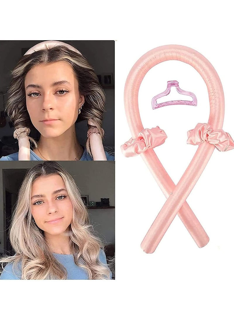 Kimaya Heatless Curling Rod Headband,Lazy Hair Curler,No Heat Silk Curlers,Soft Rubber Hair Rollers,Curling Ribbon and Rods for Natural Hair,Hair Waver Hair Curling Kit for Natural Waves (Pink) - Image 2