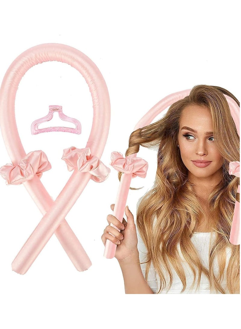 Kimaya Heatless Curling Rod Headband,Lazy Hair Curler,No Heat Silk Curlers,Soft Rubber Hair Rollers,Curling Ribbon and Rods for Natural Hair,Hair Waver Hair Curling Kit for Natural Waves (Pink) - Image 1