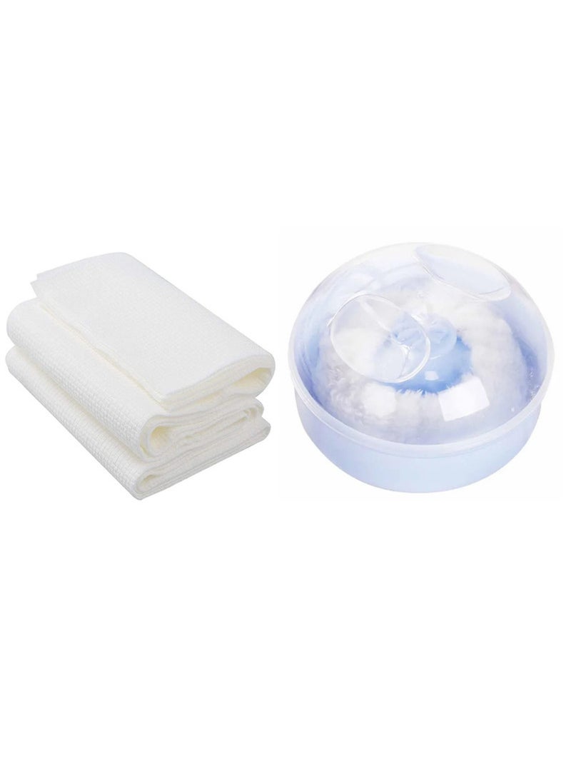 STAR BABiES Combo Pack Kids Powder Puff With Disposable Towel Pack Of 3   Blue  - Image 1