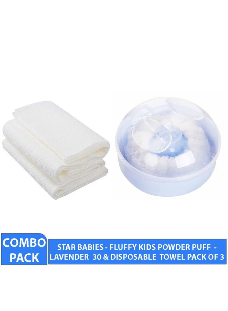 STAR BABiES Combo Pack Kids Powder Puff With Disposable Towel Pack Of 3   Blue  - Image 2