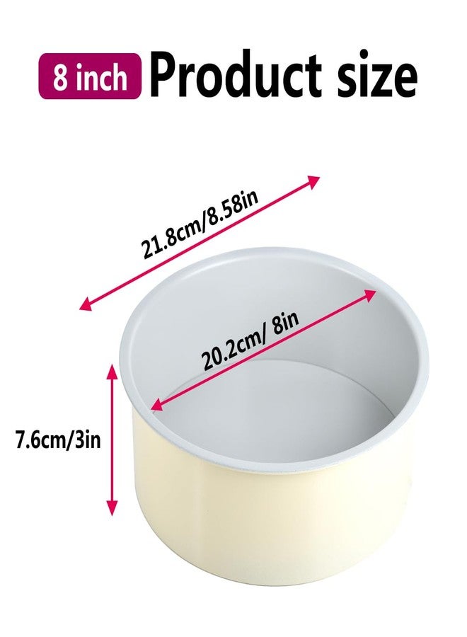 Guowall 8 inch Cake Pan Removable Bottom Carbon Steel with Nonstick Coating Chiffon Cake Tin Round Shaped Cheese Cake Mould for Baking - Cream Color - Image 5