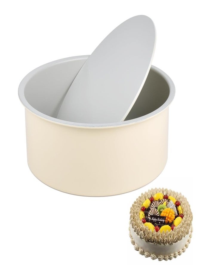 Guowall 8 inch Cake Pan Removable Bottom Carbon Steel with Nonstick Coating Chiffon Cake Tin Round Shaped Cheese Cake Mould for Baking - Cream Color - Image 1