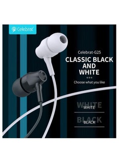 Celebrat G25 Wired Stereo Sound Earphones With Microphone And Controller Button Pure And Lossless Audio Quality And Clarity In Calls Fits Various Smart Devices 3.5 mm Audio Pin - White - pzsku/Z881A6545AEE10F4E8160Z/45/_/1731421560/54996d3a-fe8f-4067-8e19-3929157a112f