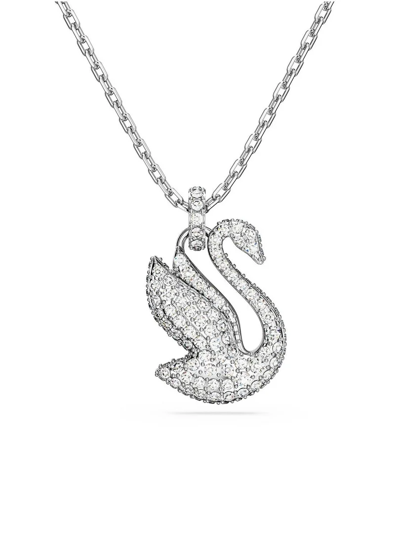 SWAROVSKI Iconic Swan Pendant Rhodium Plated Necklace