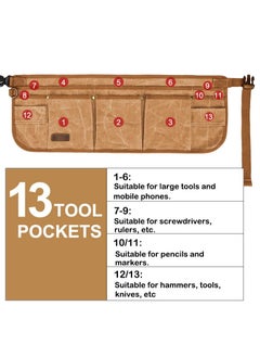 Excefore Durable Utility Belt Pouch For Men, Canvas Electrician Tool Bag With 13 Pockets, Adjustable Gardening Waist Tool Pouch For Carpenters, Electricians, Mechanics, And More  - Image 3