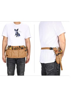 Excefore Durable Utility Belt Pouch For Men, Canvas Electrician Tool Bag With 13 Pockets, Adjustable Gardening Waist Tool Pouch For Carpenters, Electricians, Mechanics, And More  - Image 2