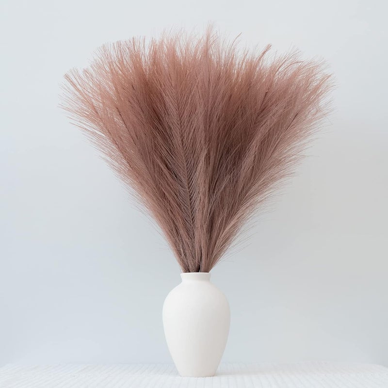 EVODIS Pampas Grass Decor, Fluffy Faux Pampas Grass 6 Stem 18"/45cm Pompous Grass Small Flower Arrangement and Vase Filler for Boho Home Wedding Decoration (Dusty Pink) - Image 1
