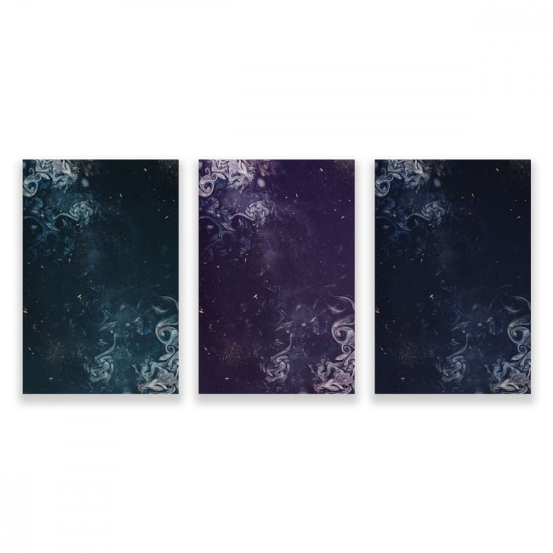Marktna Three modern canvas paintings with an abstract design and a hollow frame, measuring (150×70), three pieces - Image 1
