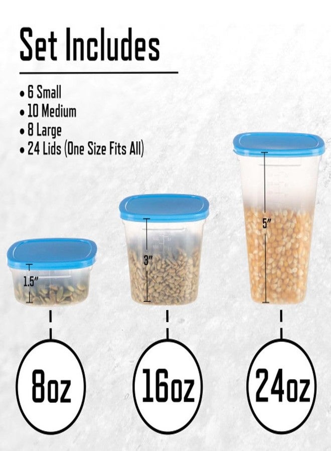 Chef Buddy 49 Piece Kitchen Containers Storage Set - 24oz, 16oz, and 8oz Plastic Food Storage Containers with Lids and Spinning Carousel for Kitchen Storage Organization, Meal Prep, or Leftovers by Chef Buddy - Image 4