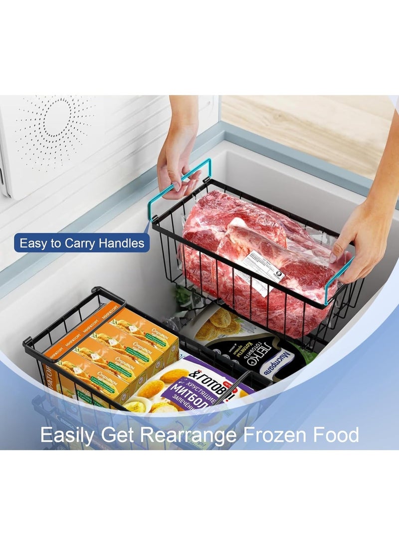WALALLA 4 Pack Metal Large Chest Freezer Organizer, Stackable Freezer Baskets, Home Storage Banket, Freezer Drawers, Freezer Divider, Kitchen Storage Banket, Fridge Organizers  with Handles - Image 5