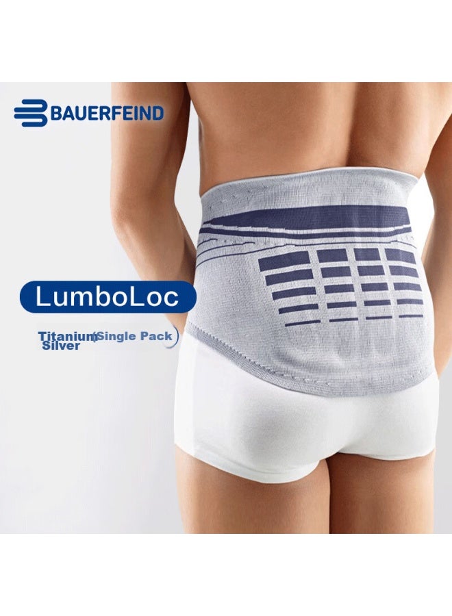 Bauerfeind Lumboloc Back Support, For Lumbar Disc Discomfort And Lower Back Pain, Stabilizes Spine, Suitable For Men And Women, Silver Titanium Gray, Size 3 - Image 1