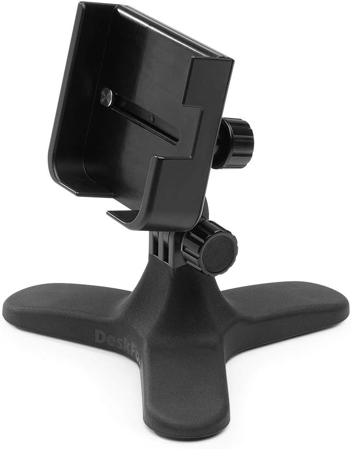 WeatherTech DeskFone Two View Universal Phone Holder for Flat Surfaces, Office, Kitchen, Nightstand - Black Plastic Knobs - Image 1
