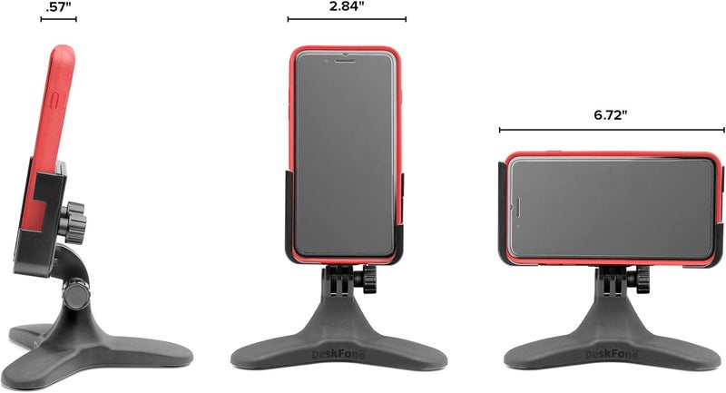 WeatherTech DeskFone Two View Universal Phone Holder for Flat Surfaces, Office, Kitchen, Nightstand - Black Plastic Knobs - Image 2