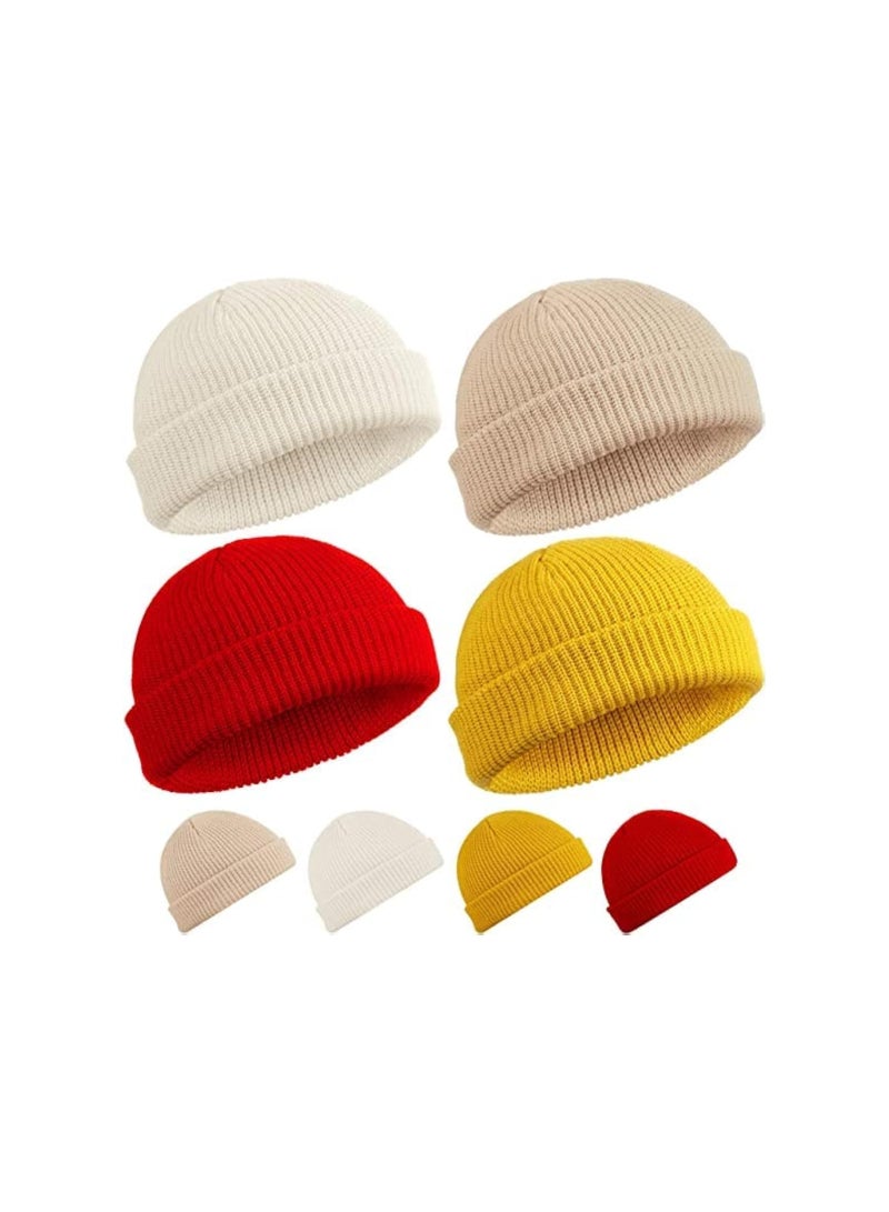 4 Pack Unisex Fisherman Beanie Hats with Roll Up Edge for Outdoor Activities - Image 1