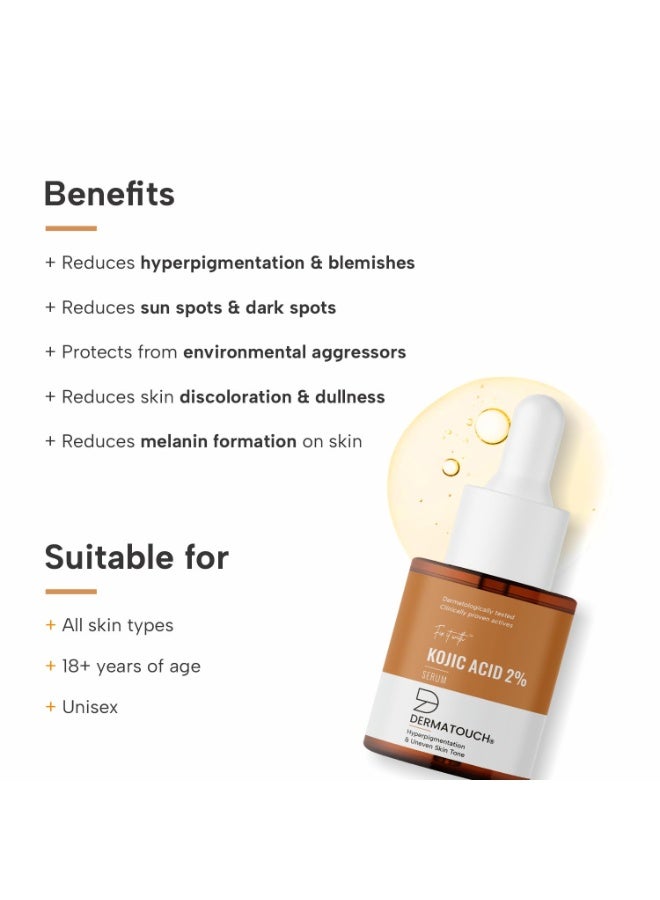 DERMATOUCH Kojic Acid Serum 2%| Best For Hyperpigmentation & Uneven Skin Tone | For Both Men & Women - Image 2