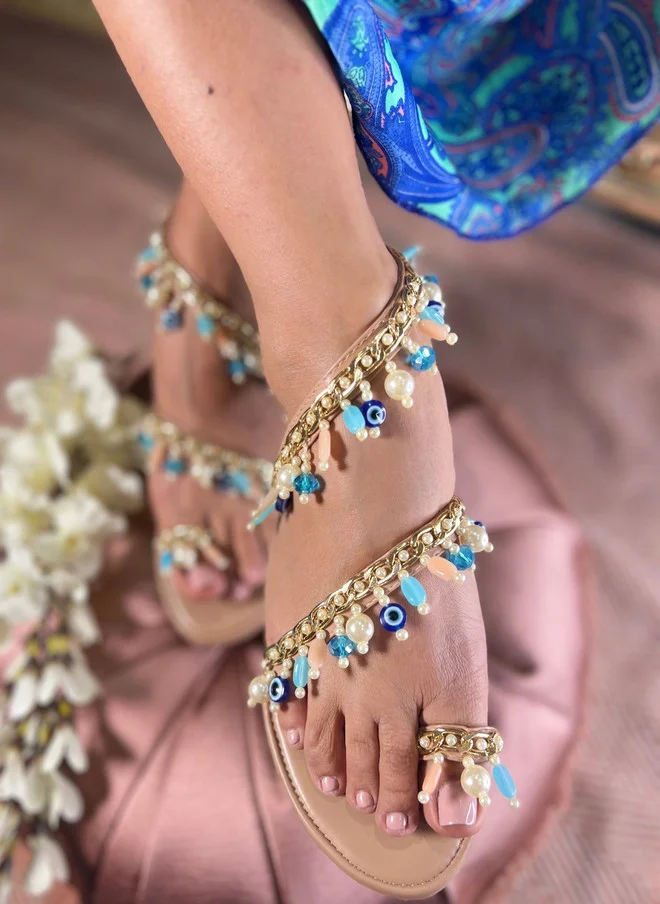 Sandal Stories SANDAL STORIES Women Printed Gladiators Flats with Embellishments