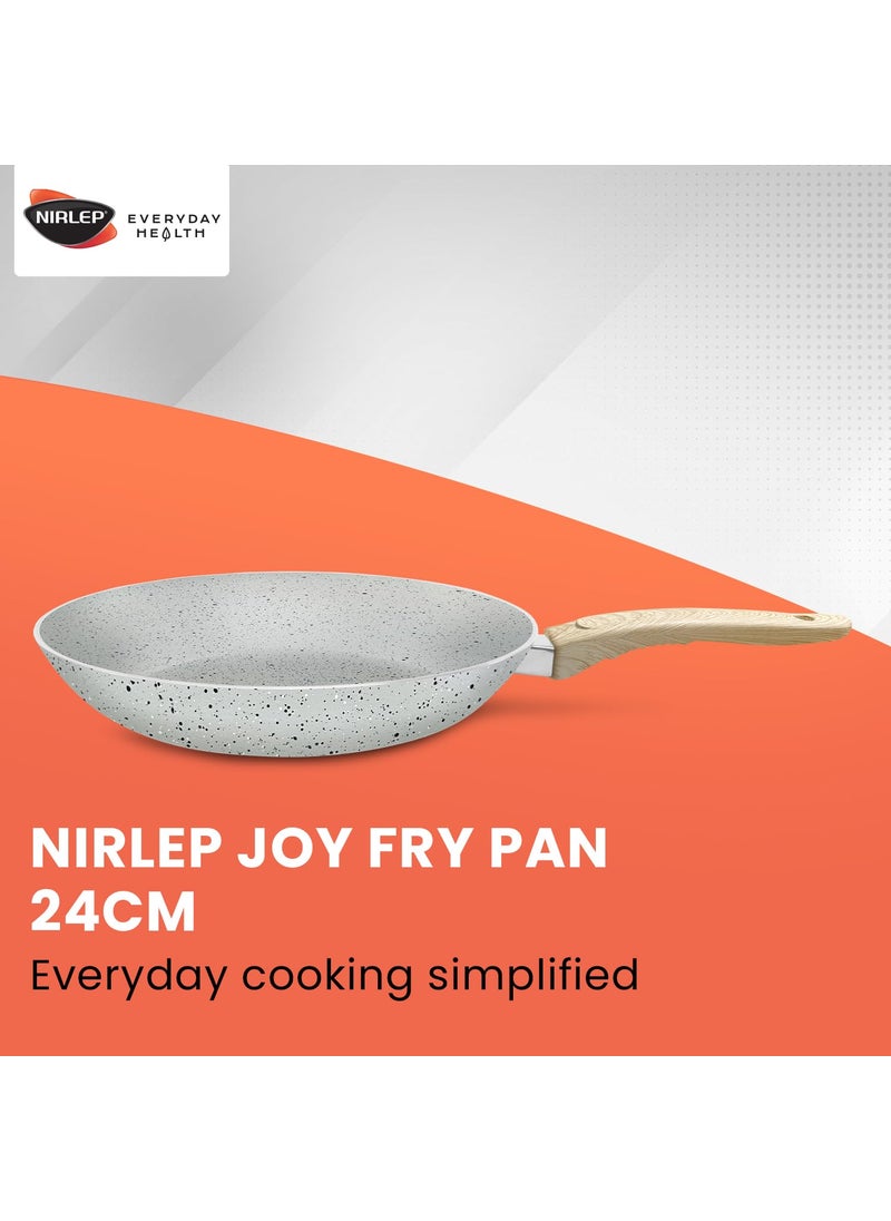 NIRLEP - NIRLEP Joy Series 24cm Frying Pan|Granite Finish Non-Stick Pan| Induction Base 24cm Fry Pan|Easy to Clean| Soft Touch Handles| Use as Omlette Pan, Egg Pan| 1-Yr Warranty by Bajaj| Grey - Image 1