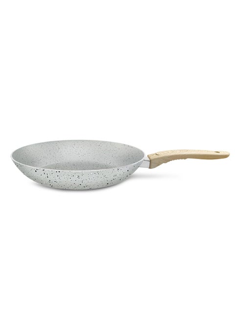 NIRLEP Joy Series 24cm Frying Pan|Granite Finish Non-Stick Pan| Induction Base 24cm Fry Pan|Easy to Clean| Soft Touch Handles| Use as Omlette Pan, Egg Pan| 1-Yr Warranty by Bajaj| Grey