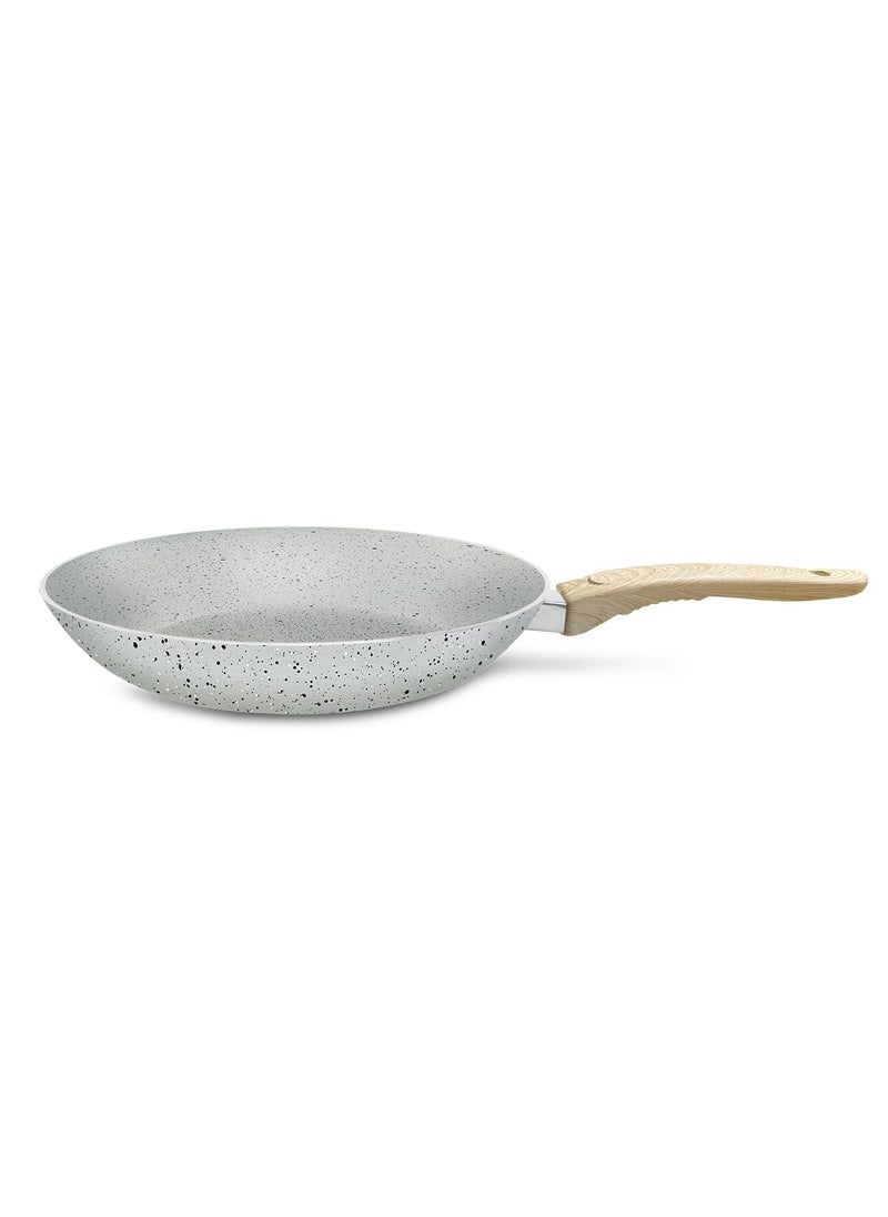 NIRLEP - NIRLEP Joy Series 24cm Frying Pan|Granite Finish Non-Stick Pan| Induction Base 24cm Fry Pan|Easy to Clean| Soft Touch Handles| Use as Omlette Pan, Egg Pan| 1-Yr Warranty by Bajaj| Grey - Image 1