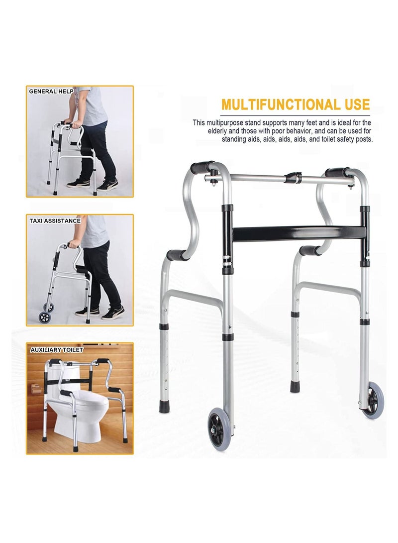 DubaiGallery Folding Walker Lightweight Seniors Rollator Assistive Walkers Climbing on The Downhill Walking 4 Leg Crutch|Aluminum Alloy Walker - Image 4