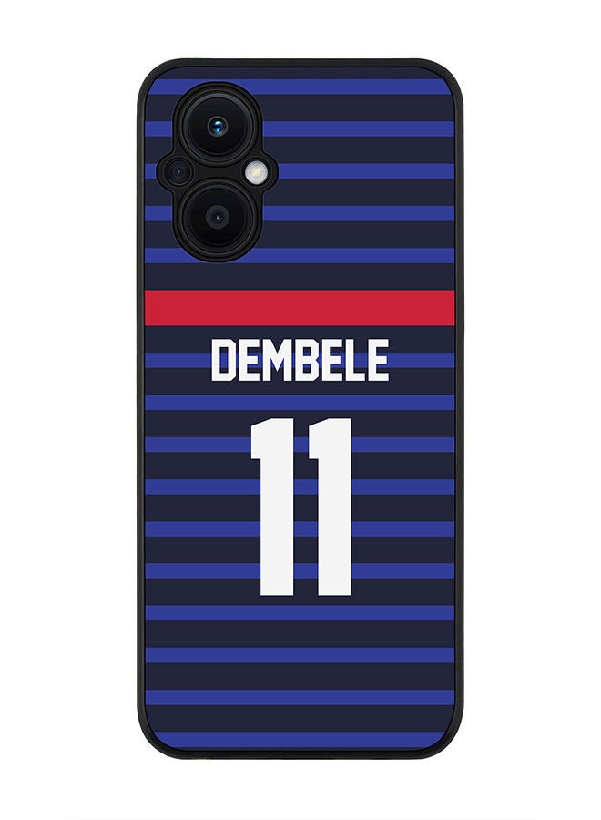 Stylizedd Rugged Black edge case for Oppo Reno7 Z  Slim fit Soft Case Flexible Rubber Edges Anti Drop TPU Gel Thin Cover - Football Team - France Player Name - Dembele - Image 1