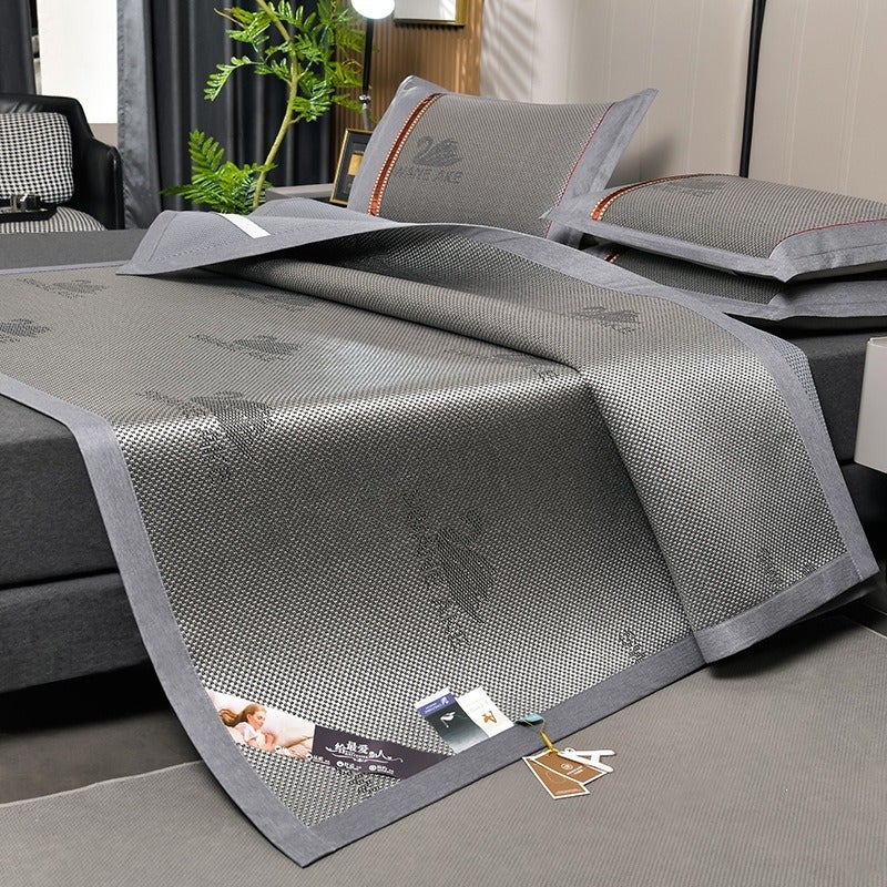High-End Jacquard Ice Silk Rattan Mat Cooling Bedding Set - Class A Swan Ice Rattan Summer Foldable Air Conditioning Soft Mat