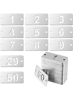 Metal Numbered Tags Stainless Steel Number Id Key Tags With Holes Numbered Key Rings Chain Durable Rectangle Tags For Easy Identification Set Of 50 Pcs Numbers 1 50
