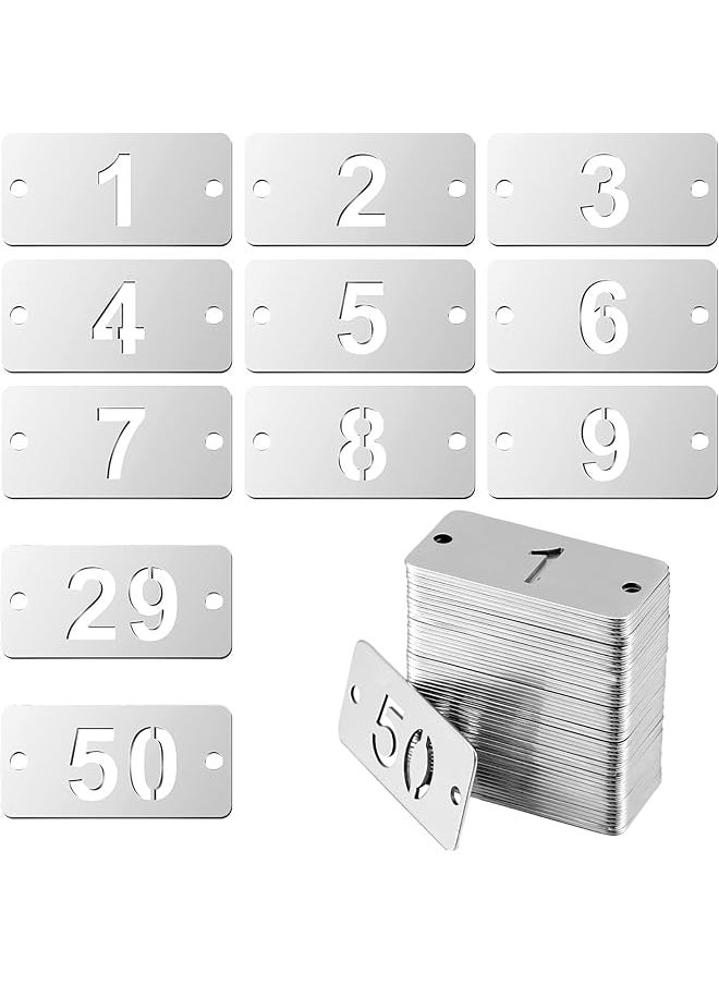 erorex - Metal Numbered Tags Stainless Steel Number Id Key Tags With Holes Numbered Key Rings Chain Durable Rectangle Tags For Easy Identification Set Of 50 Pcs Numbers 1 50 - Image 1