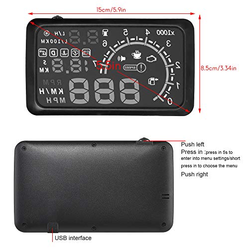 TOTMOX HUD Head up Display Speedometer for Car with OBDII EUOBD55 inch Universal Digital SpeedometerOver Speed Alarm KMHMPH Windshield Projector with Film - Image 3