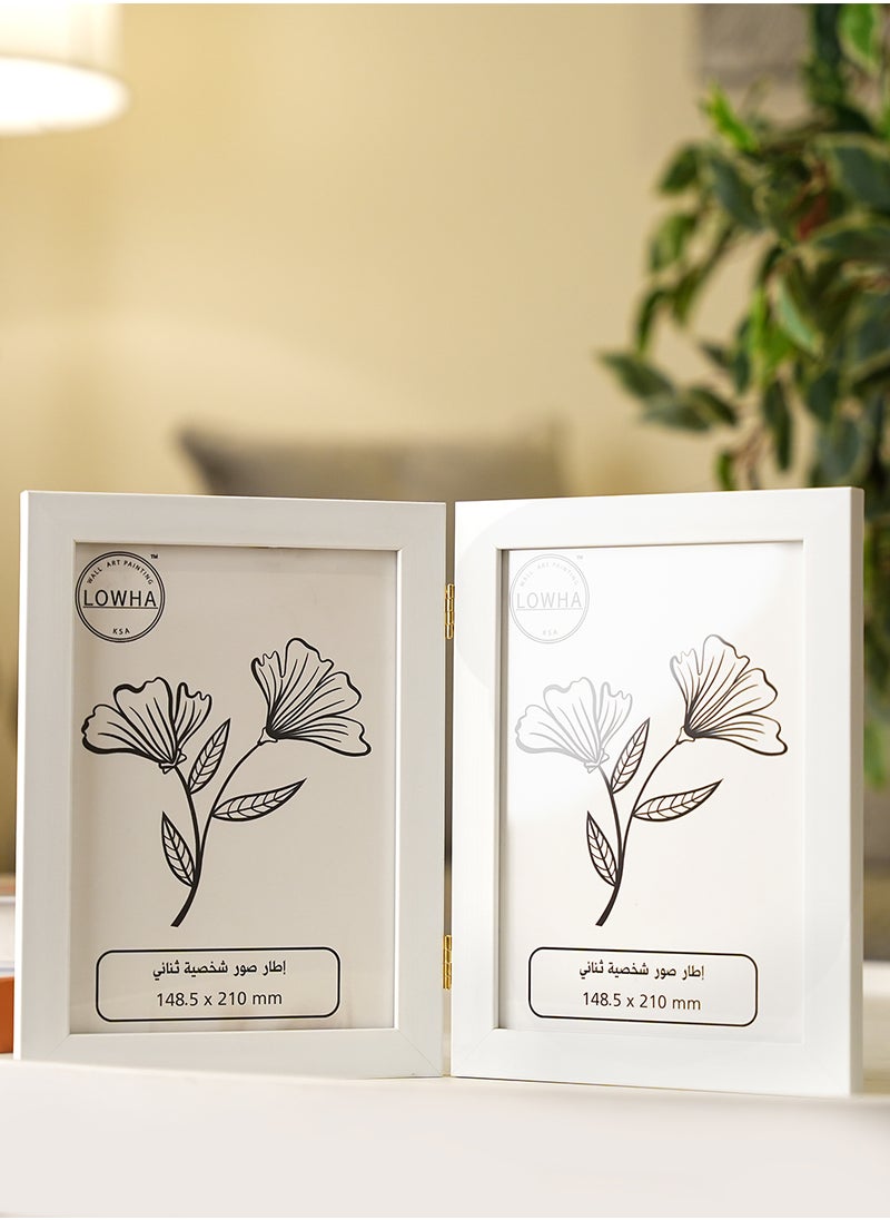 LOWHA - Tabletop Double Picture Photo Frame Folding Hinged with MDF Back and Acrylic Front Protection - Image 1