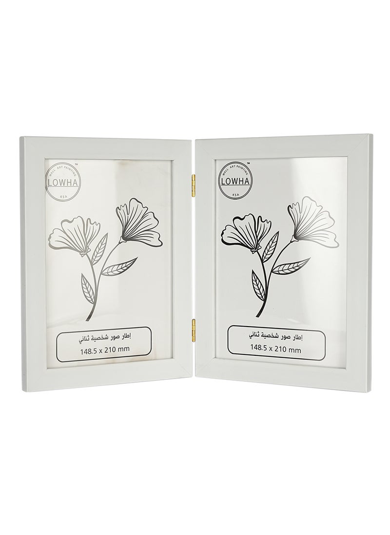 LOWHA - Tabletop Double Picture Photo Frame Folding Hinged with MDF Back and Acrylic Front Protection - Image 1