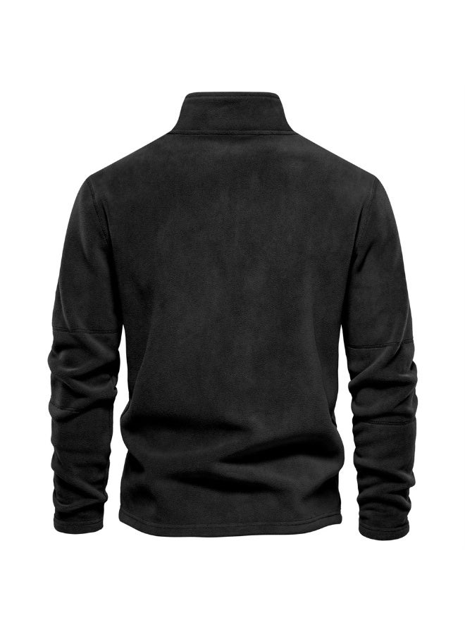 general Men's fall/winter stand-up collar half-zip long-sleeved hoodie with stand-up collar - versatile men's fleece jacket - Image 2