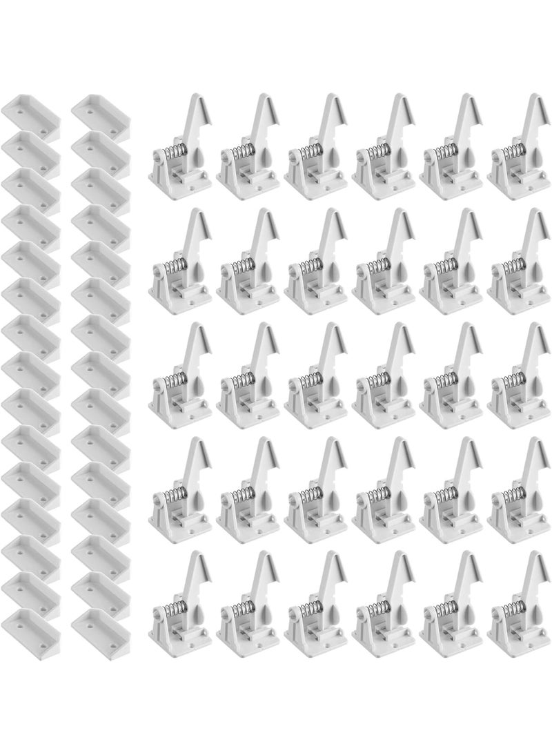 Cobest Cabinet Locks Child Safety Latches, 30Pcs Invisible Child Proof Cabinet Locks with Screws Child Proof Cabinet Latches Locks Self Adhesive Drawer Lock for Kids Home Kitchen Furniture Latch Door (White) - Image 1