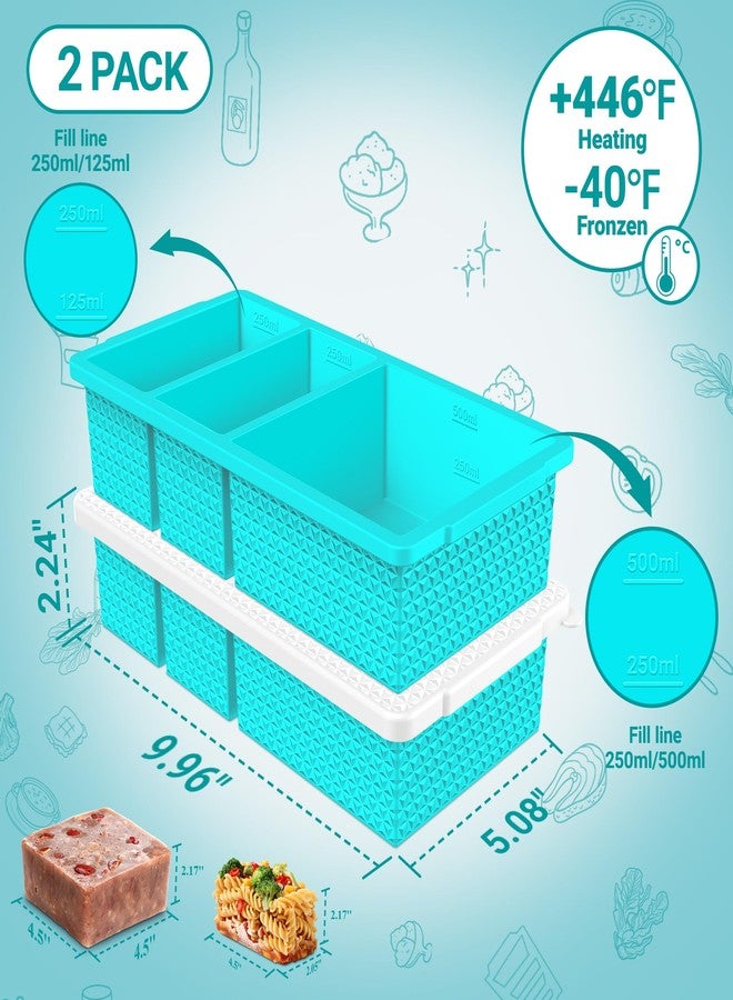 Doasuwish Diamond Pattern Ice Cube Trays 1+2-Piece Set (2 Trays) (blue) - Image 2