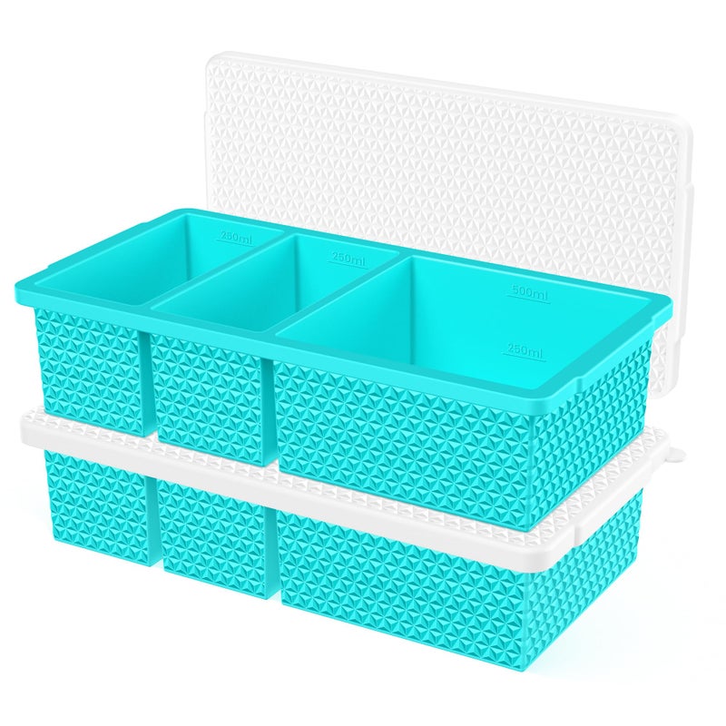 Doasuwish Diamond Pattern Ice Cube Trays 1+2-Piece Set (2 Trays) (blue) - Image 1