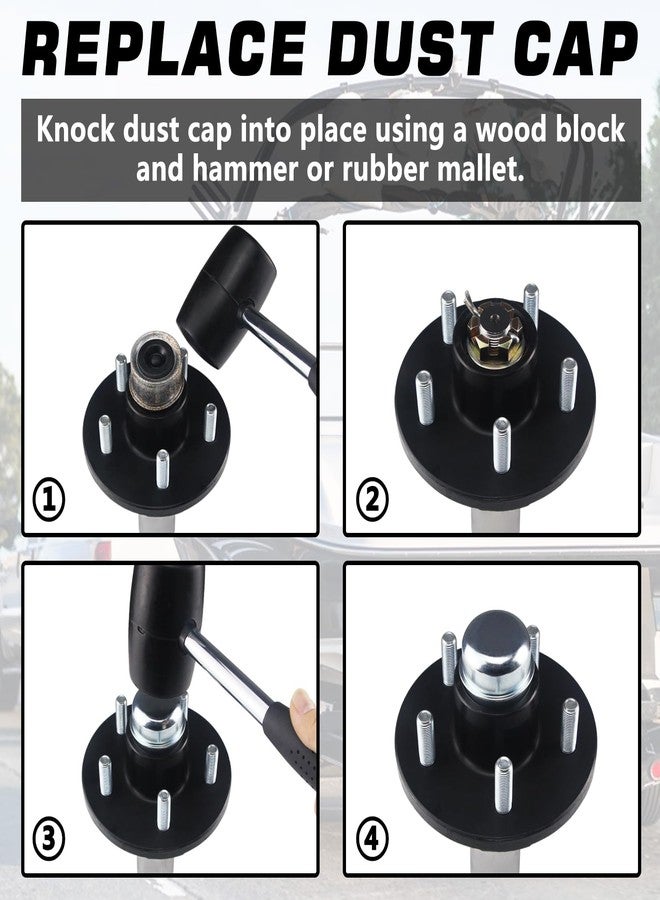 GREPSPUD 2pcs 1.98'' Trailer Axle Dust Caps, Trailer Hub Bearing Dust Cap Cup Wheel Center Grease Cover Caps for 2000-3500 lbs Boat Trailer Dexter EZ Lube Trailer Camper RV - Image 5