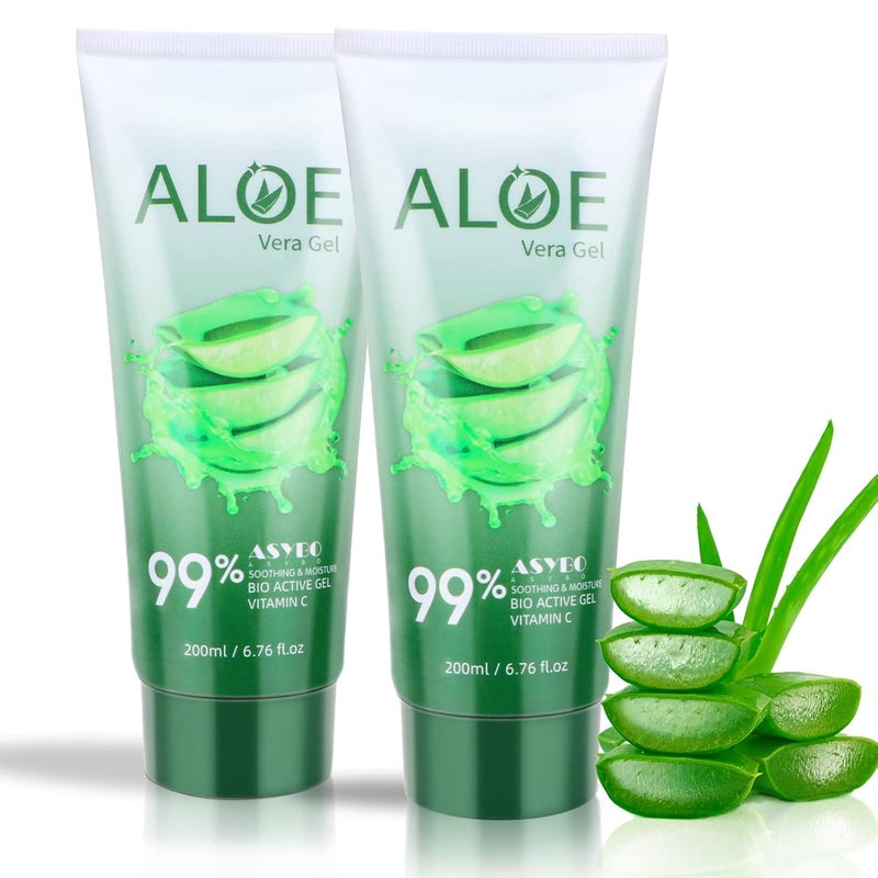 200x2 ML Aloe Vera Gel  99 Organic Pure Aloe Vera Hydrating Face  Body Moisturizer Natural Aloe Cream for Dry Skin Sunburn Acne Soothing  Moisturizing