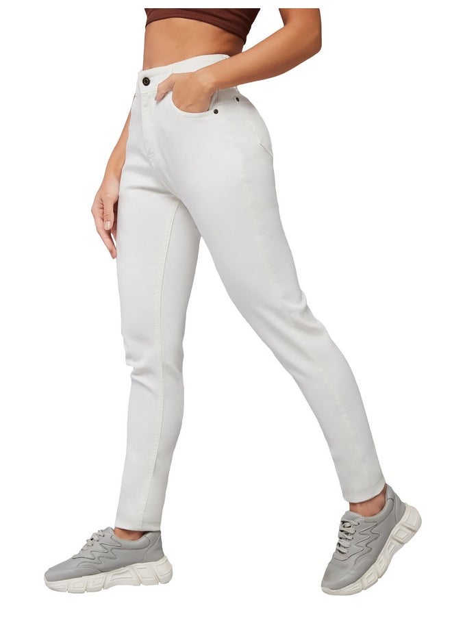 Miss Chase - Miss Chase Women's Skinny Fit High/Mid Rise Regular Length Stretchable Denim Jeans (MCSS21DEN99-38-325-30, Mist White, 30) - Image 1