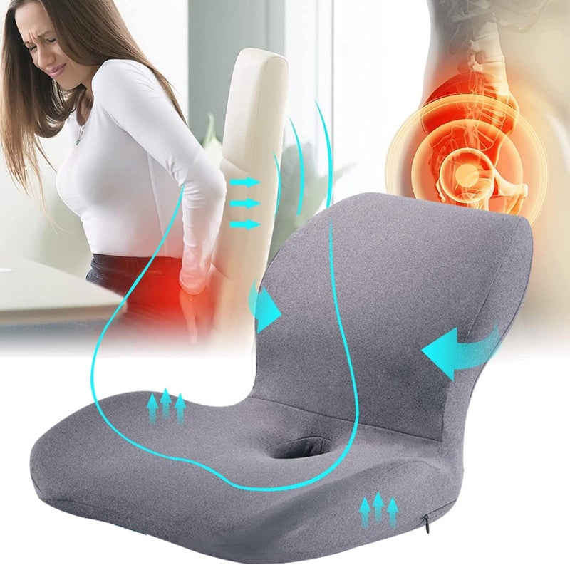 DMG TECH Seat Cushion & Lumbar Support Pillow, Memory Foam Office Chair Cushions For Back, Car Seat Cushions Back Support Pillows With Washable Cover, Reduce Pressure On Tailbone, Relieve Pain - Image 1