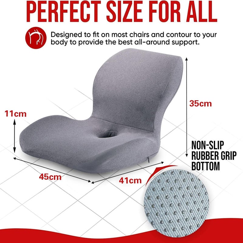 DMG TECH Seat Cushion & Lumbar Support Pillow, Memory Foam Office Chair Cushions For Back, Car Seat Cushions Back Support Pillows With Washable Cover, Reduce Pressure On Tailbone, Relieve Pain - Image 4