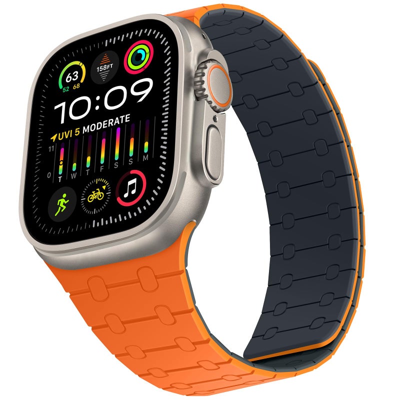 ZZDZZ Compatible with Apple Watch Band 49mm 46mm 45mm 44mm 42mm 41mm 40mm 38mm, Silicone Magnetic Adjustable Loop Strap for iWatch Ultra 3/2/1 SE3 Series 11 10 9 8 7 6-1 (49/46/45/44/42, OR Midnight) - Image 1