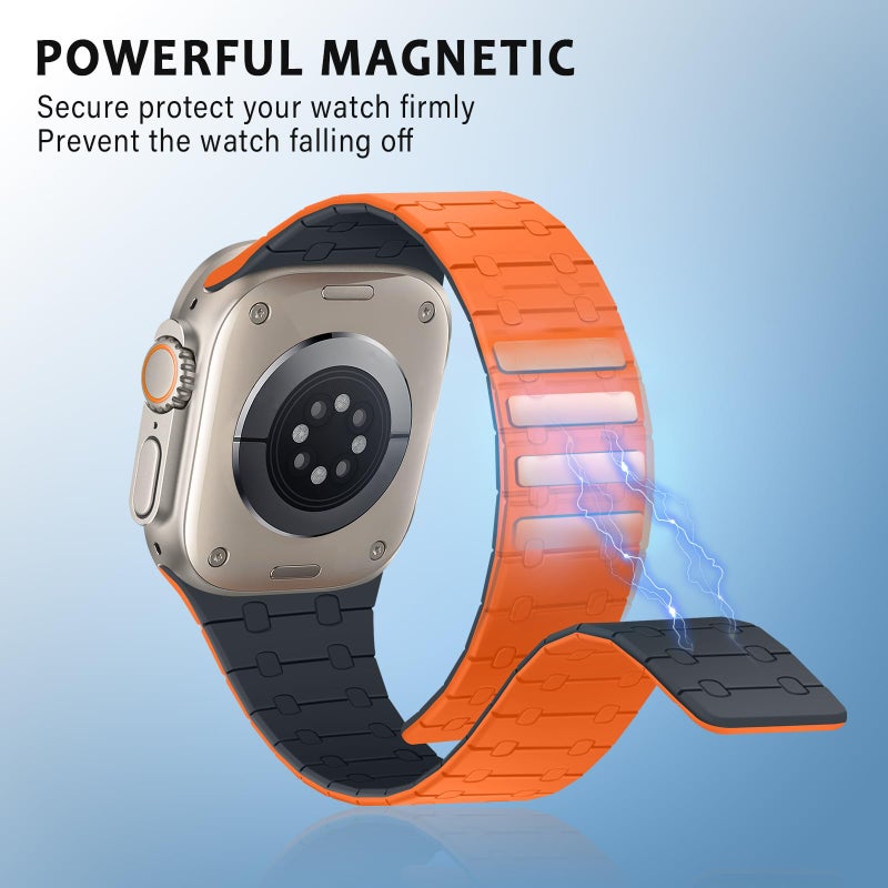 ZZDZZ Compatible with Apple Watch Band 49mm 46mm 45mm 44mm 42mm 41mm 40mm 38mm, Silicone Magnetic Adjustable Loop Strap for iWatch Ultra 3/2/1 SE3 Series 11 10 9 8 7 6-1 (49/46/45/44/42, OR Midnight) - Image 3
