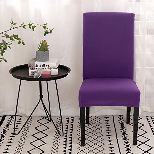 Chickwin Chair Covers for Dining Room Set of 4, Stretch Armless Washable Spandex Dining Chair Cover Slipcovers Protector Great for Hotel Party Kitchen Wedding(4pcs, Deep Purple) - Image 2