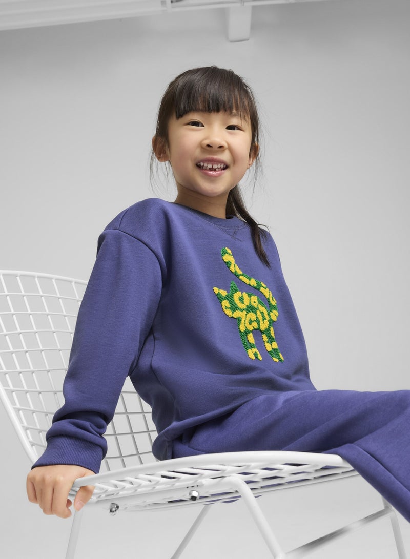 PUMA Cats Club Boys Blue Crew Sweatshirt - Image 1