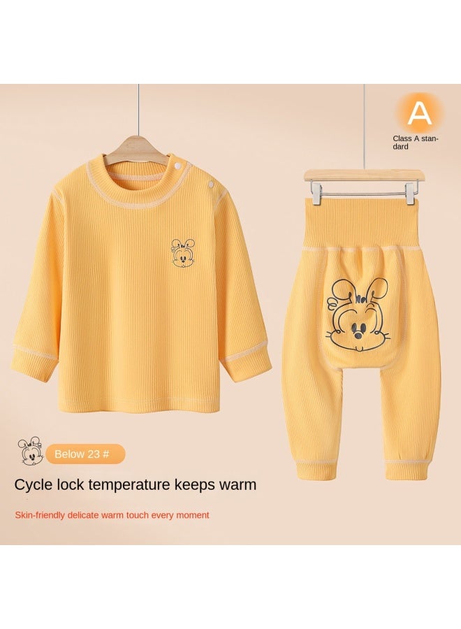 Babu Bean Category A Boneless High-waist Two-piece】infant And Toddler Homewear, Autumn Thermal Fleece, Unisex Baby Outerwear - Image 3