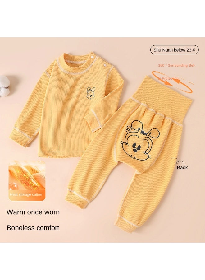 Babu Bean Category A Boneless High-waist Two-piece】infant And Toddler Homewear, Autumn Thermal Fleece, Unisex Baby Outerwear - Image 2