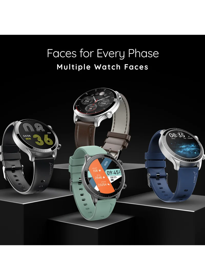 Pebble Cosmos Luxe 3, 1.43" Amoled Display Smartwatch, Round Shaped Dial, Compatible with Android & iOS, IP67 Water Resistant, Health Suite, Multiple Watch Faces, AI Voice Assistance, Jet Black