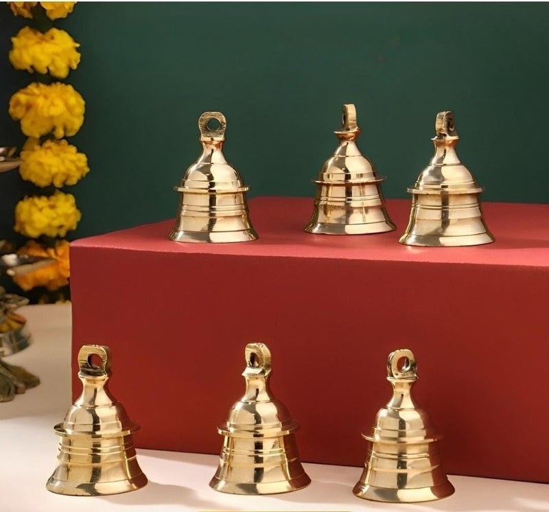 Brass Pooja Bell/Jingle Brass for Christmas Festival Decoration Home Decoration/Cow Camel Bells (Size-1.5") (4)
